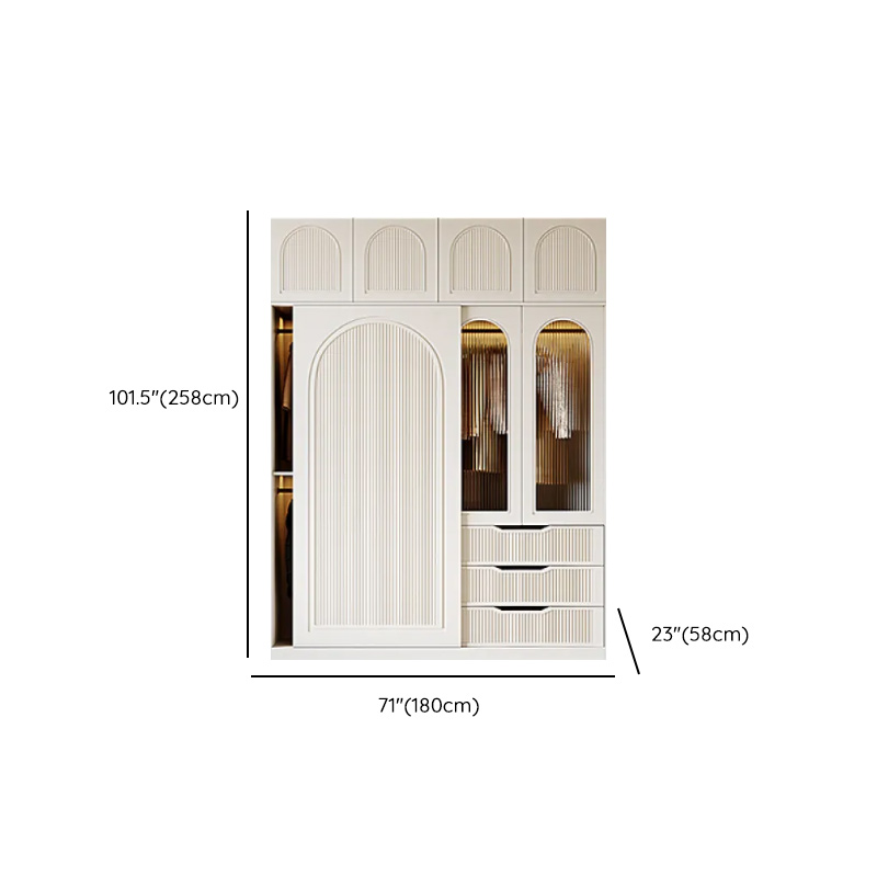 Chalk Composite Wood Cabinet Armoire with Soft Close Drawer, Specular Mirror, Soft Close Door, Interior Shelves, and Clothing Rod - image 21
