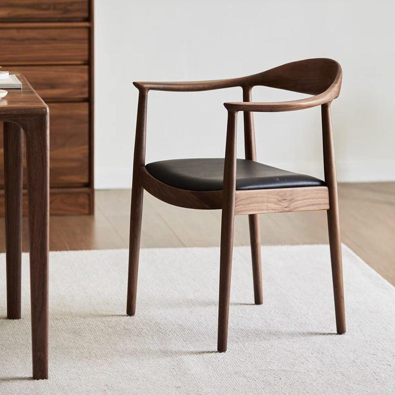 Scandinavian Timber Outlined Leatherette/Linen Firm Arm Chair with Exposed Back and Armrest - image 7