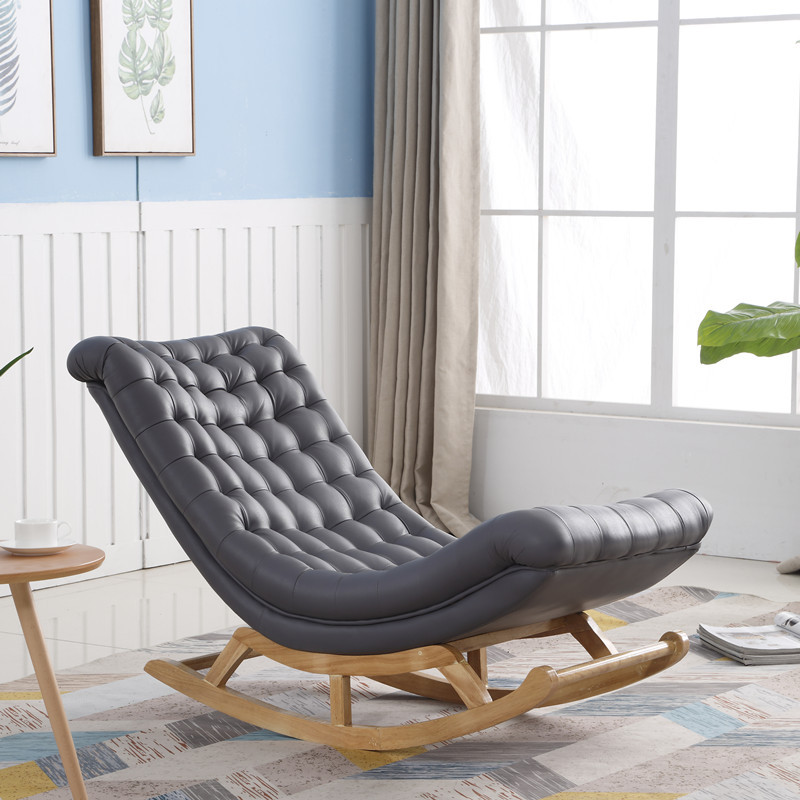 Stationary Ergonomic Rocking Chair with Rear & Ottoman, Green/Yellow/Coffee - image 6