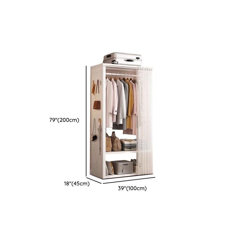 Chalk Modish Alloy Wardrobe Closet with Interior Shelves and Clothing Rod - image 11