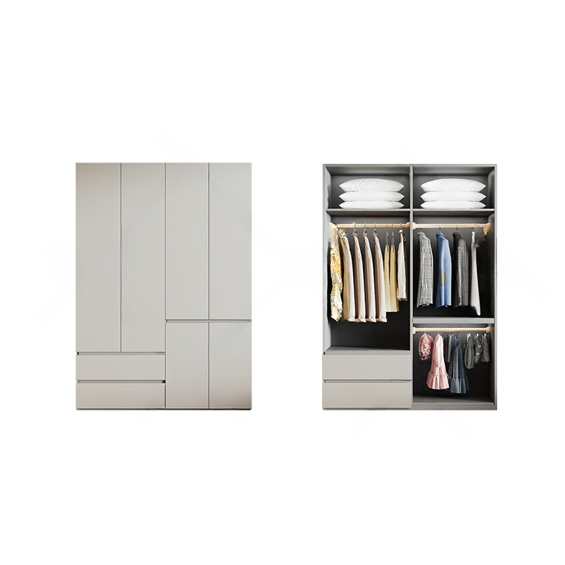 Cream Trendy Reclaimed Wood Wardrobe Armoire with Soft Close Drawer, Soft Close Door, Interior Shelves, and Clothing Rod - image 22