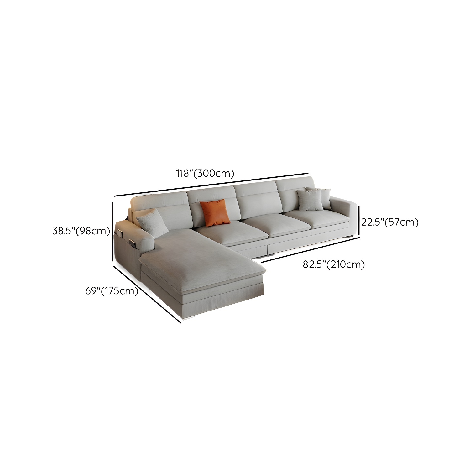 Contemporary Square Arm Sectional Sofa with Pillows and Storage - image 19