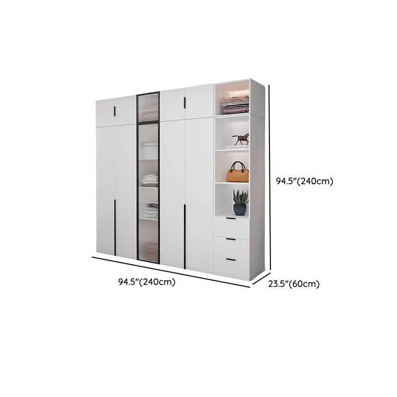 Chalk Modish Laminate Wardrobe Closet with Soft Close Door, Interior Shelves, and Clothing Rod - image 19