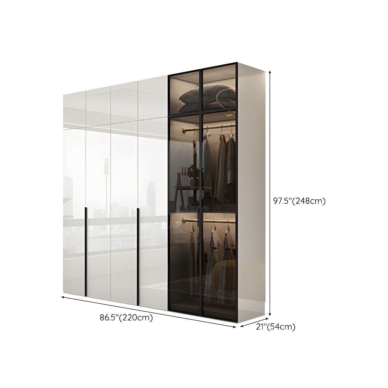 Sleek White Wood Wardrobe Armoire with Soft Close Drawers and Shelves - image 24