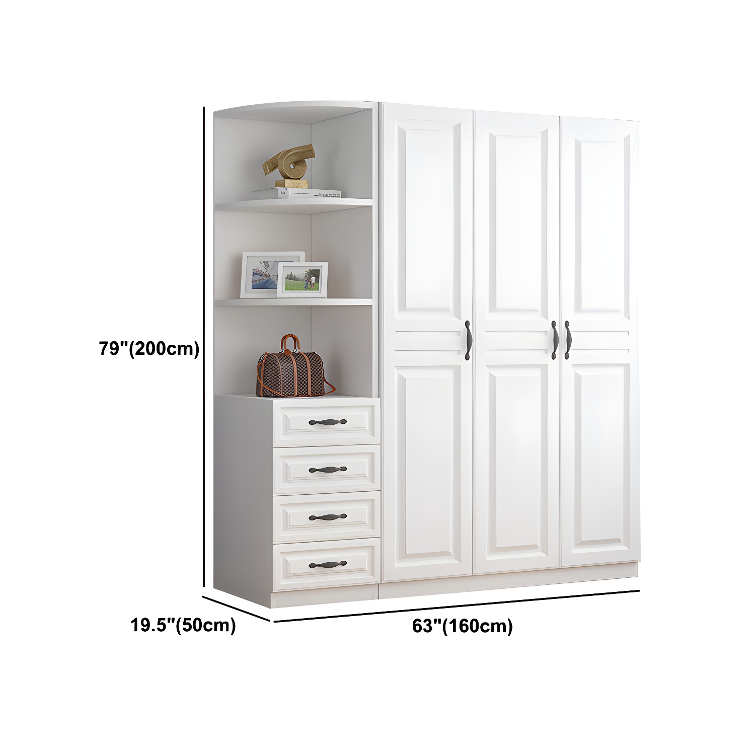 White Colour Wardrobe French Country Wooden Wardrobe Closet for Bedroom - image 26