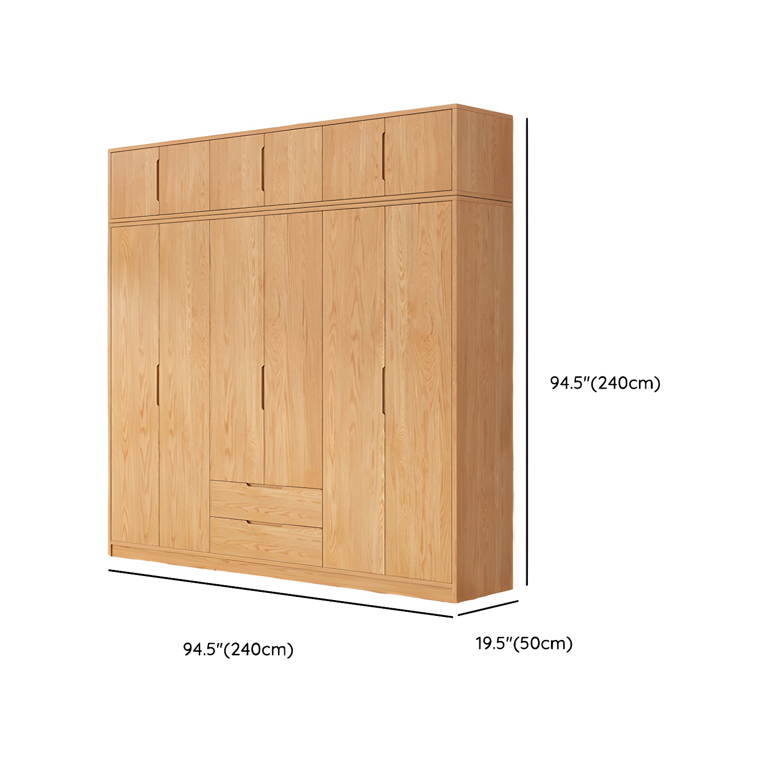 Modern Natural Wood Wardrobe Armoire with Sliding Doors, Drawers, and Shelves - image 124