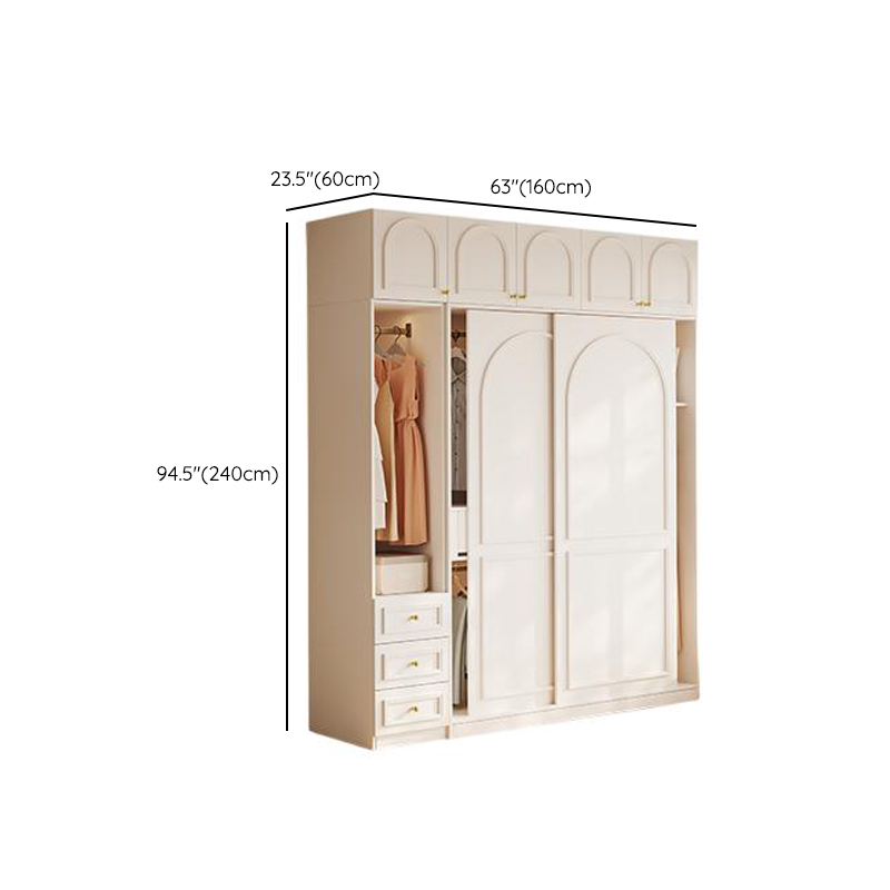 Casual White Wooden Wardrobe with 5 Drawers/4 Drawers/2 Drawers, Interior Shelves & Hanging Rod - image 8