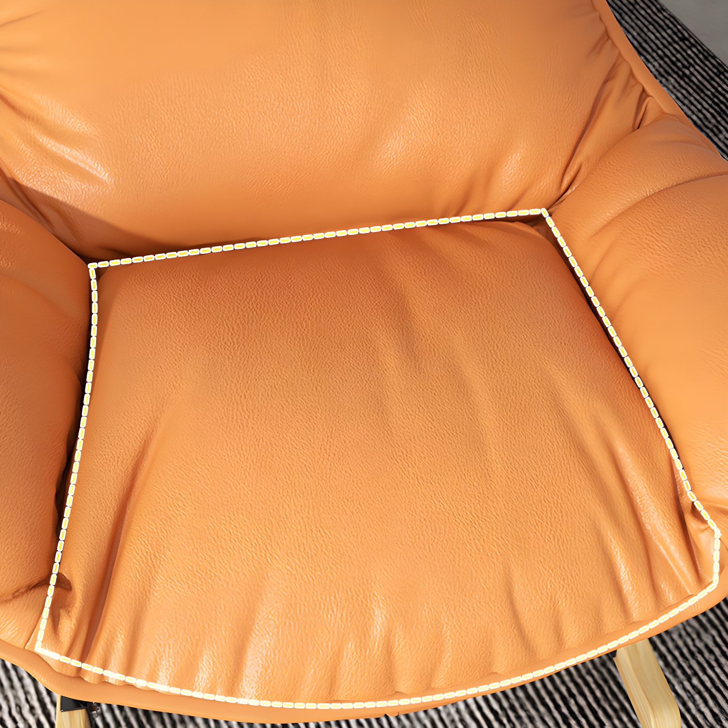 Simple Faux Leather Rocker Chair Plain Rocking Chair with Removable Cushions - image 12