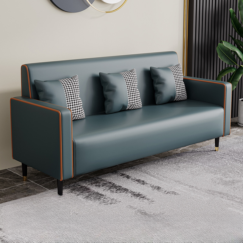Casual Solid Color Water Resistant Sofa Couch in Grey/Cream/Citrus Color for 3 Person with Square Arm and 3 Pillows