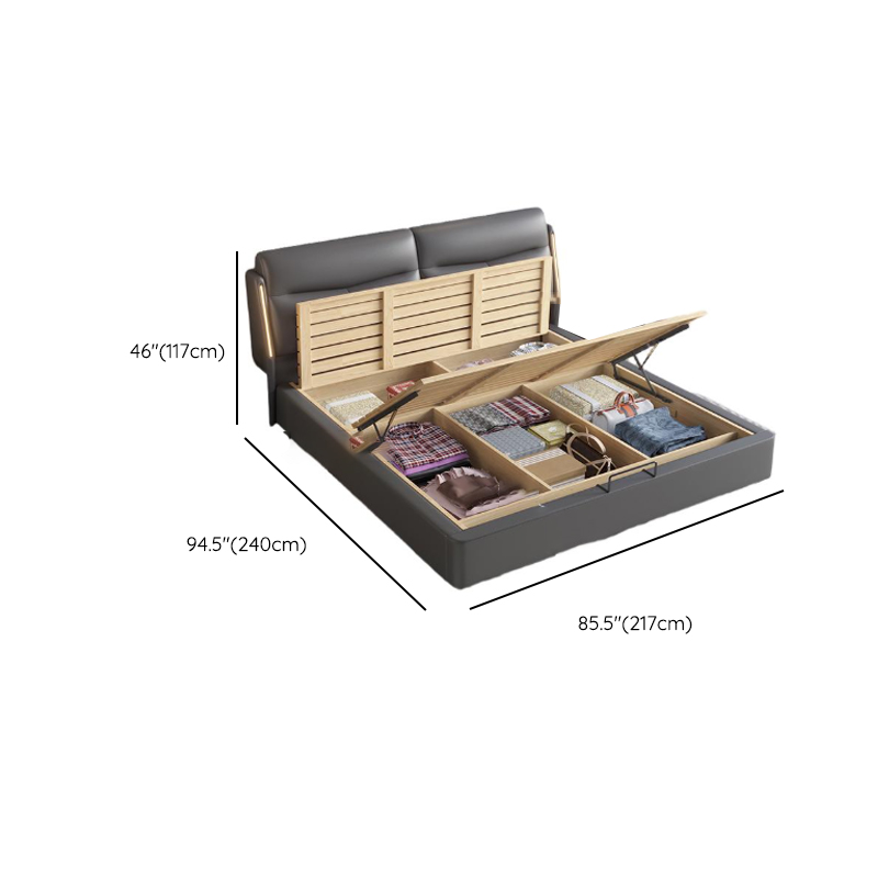 Light Gray Solid Color Storage Bed/Platform Bed with Timber Frame and Illumination Light for Living Room - image 15