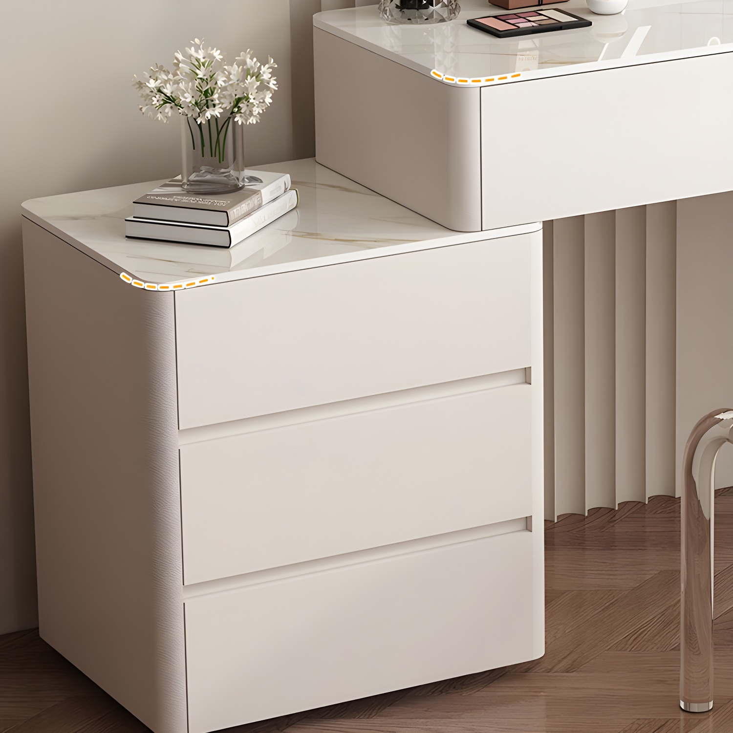 Modern Wood Makeup Vanity with Soft Close Drawer Glides & 2 Drawers - image 10