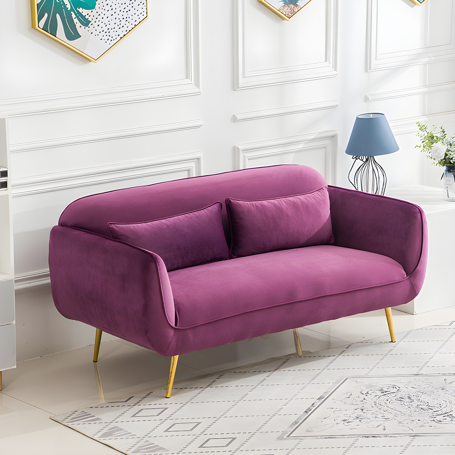 Glam Tight Back Loveseat with Flared Arm and Extra Pillows for Home and Apartment - image 18