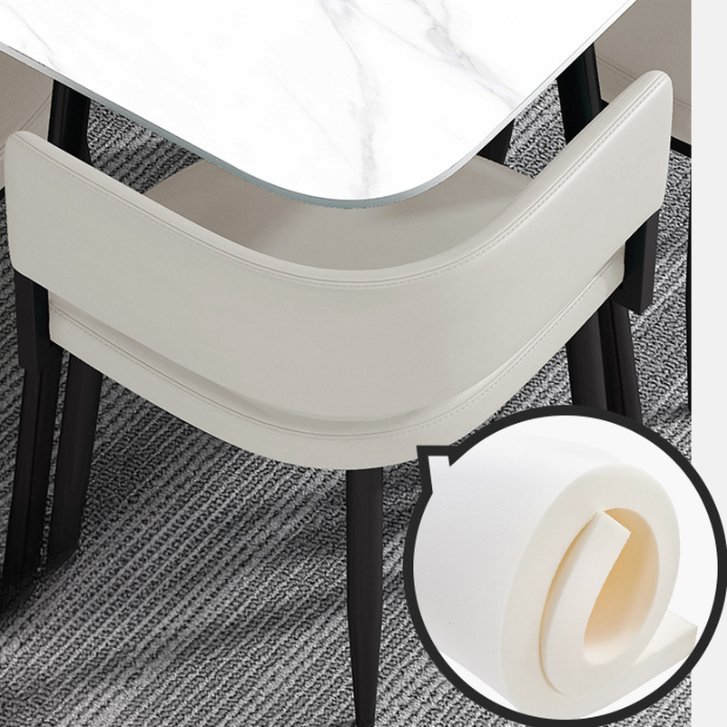 Circular Dining Table Set with a Slate Tabletop in White/Gray/Coal, Back and Cushion Chair for Dining Table for 4 in a Simple Style - image 31