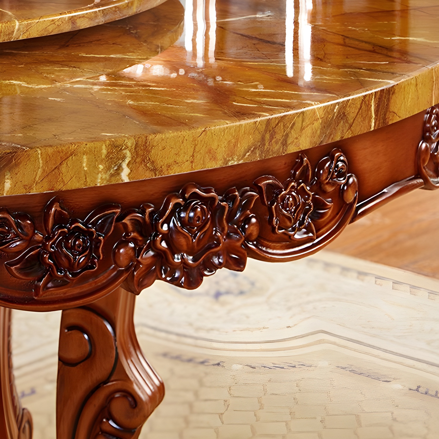 Rubberwood Base Victorian Round Table Pedestal Base Table for Dining Room - image 6