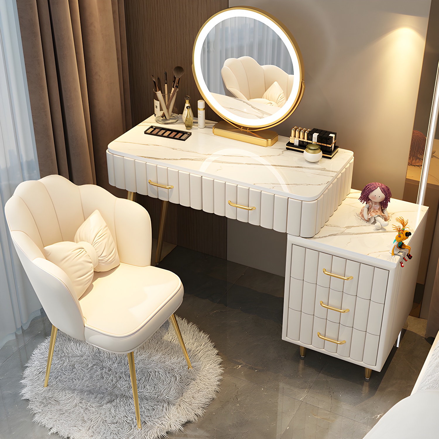 Wooden Makeup Vanity Storage Box Vanity Dressing Table for Bedroom - image 8