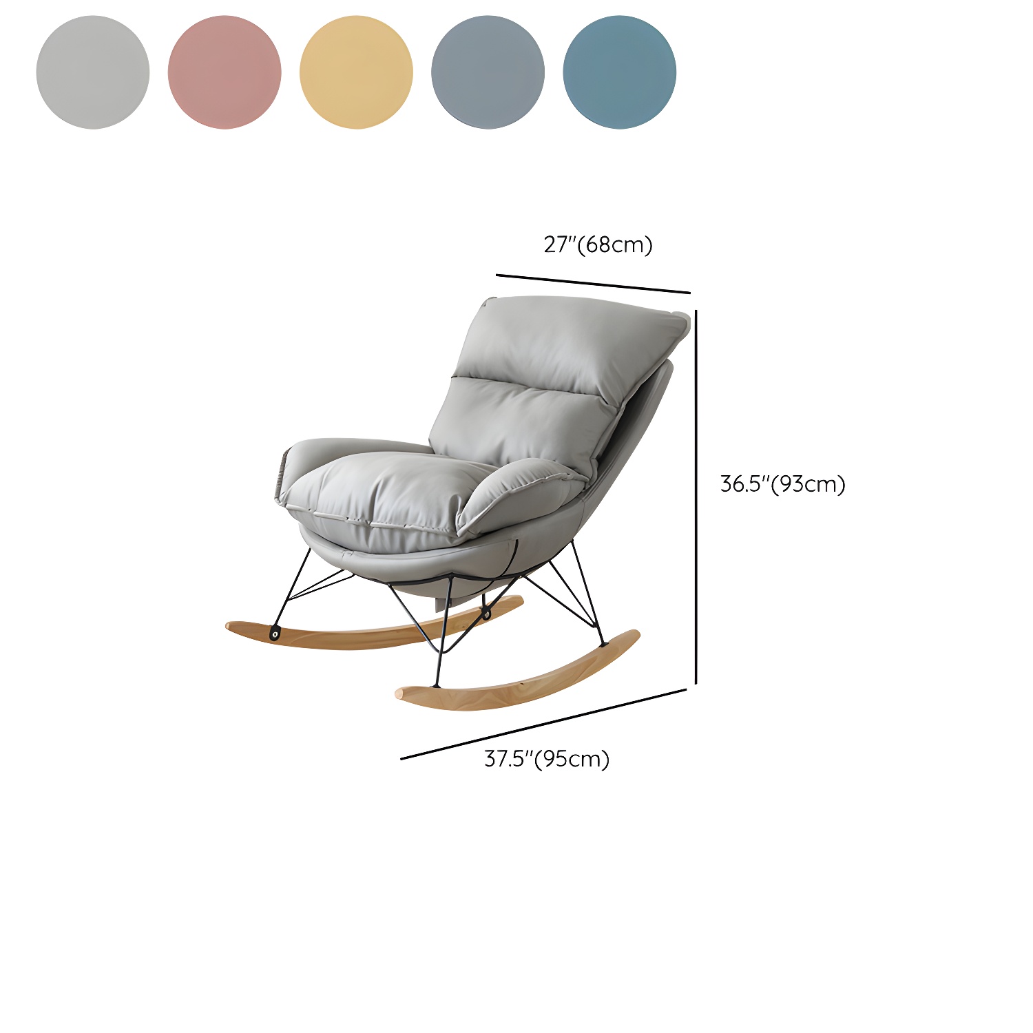 Contemporary Nursery Rocking Chair Indoor Sofa Rocking Chair with Ottoman and Cushion - image 16