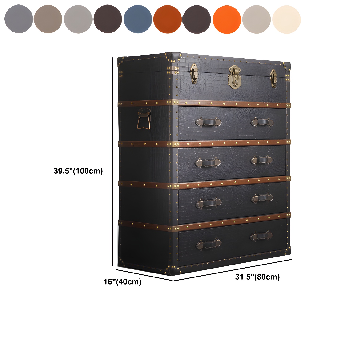 Rustic Leather Chest Vertical Chest with Drawers for Bedroom - image 25