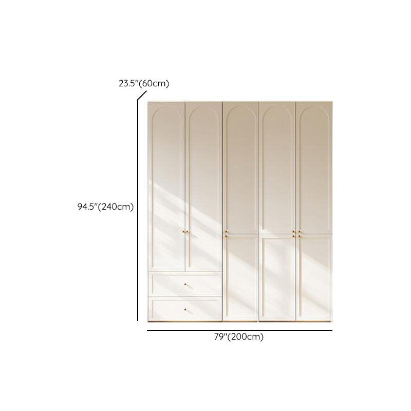 White Minimalist Manufactured Wood Wardrobe Closet with 2 Drawers, Soft Close Door, Interior Shelves, and Clothing Rod - image 19