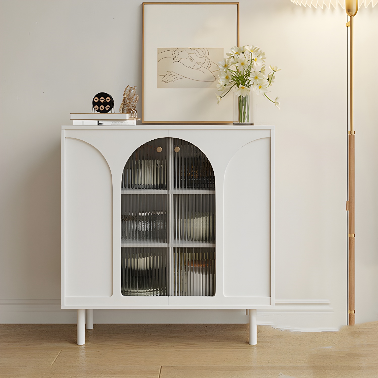 Modern Wooden Sideboard with Glass Doors and Adjustable Shelving - image 2