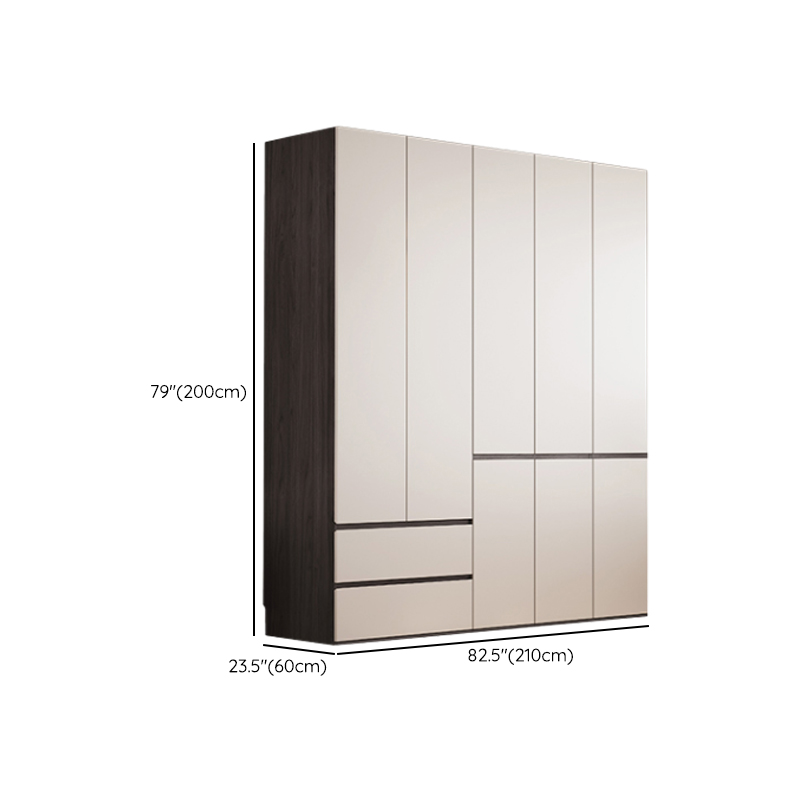 White Minimalist Manufactured Wood Independent Wardrobe Closet with Soft Close Drawer, Soft Close Door, and Interior Shelves - image 26