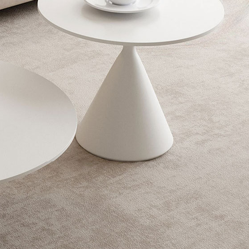 Single/Nesting Postmodern Circular-shaped Chalk/Ink Sintered Stone Pedestal Base Side Table - image 9