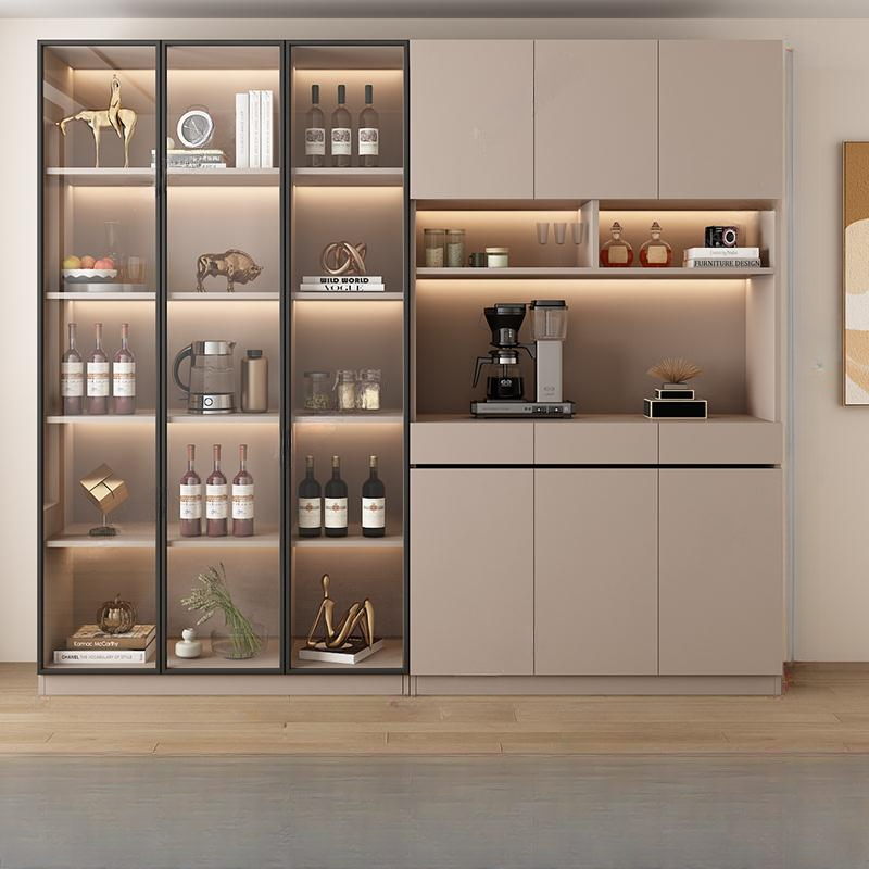 Wide/Standard/Narrow Modern Timber 3 Drawers 2 Shelves/3 Shelves/1 Shelf Glass Doors Pantry Hutch Sideboard - image 3