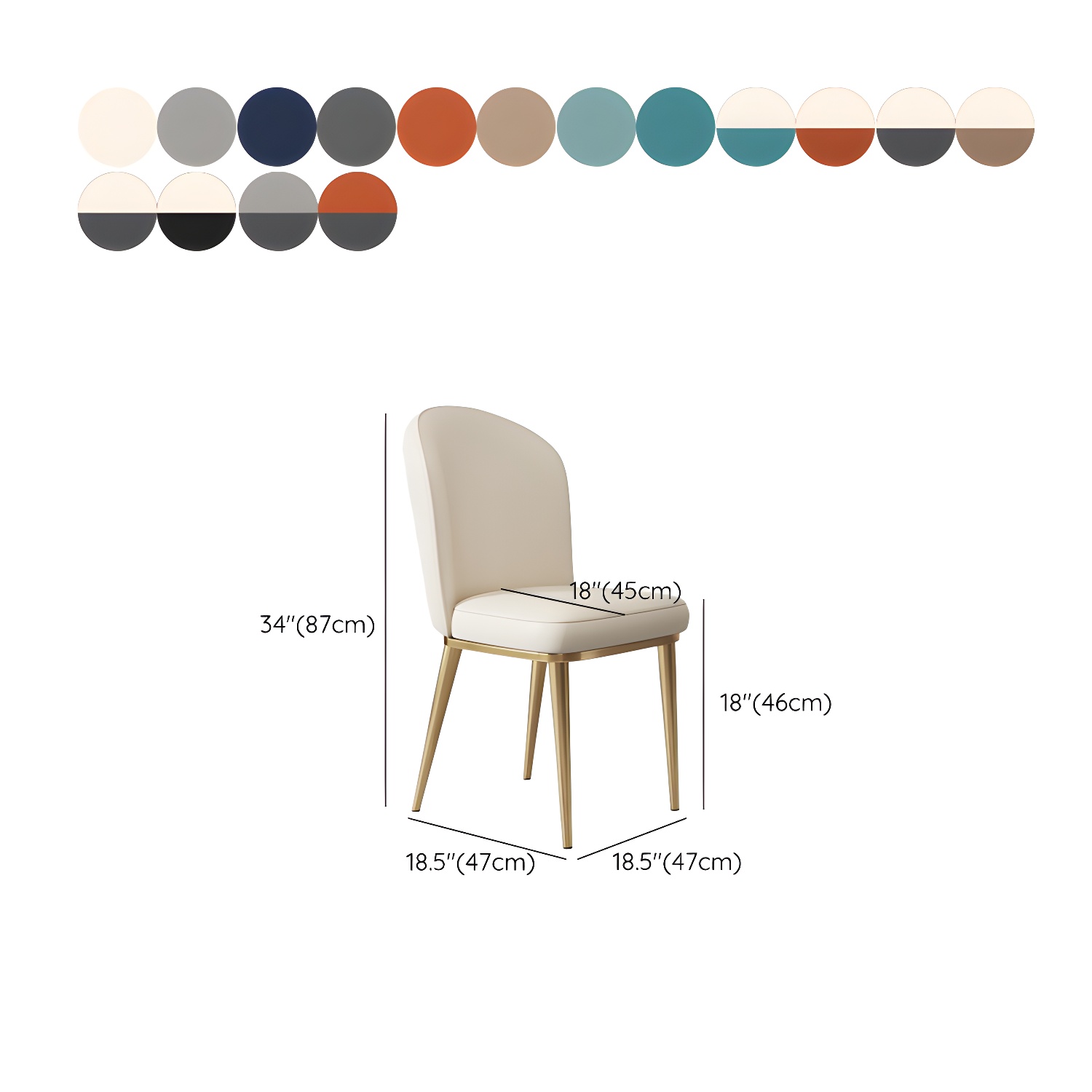 Glam Style Side Chair Leather Gold Frame Dining Chair for Home - image 26