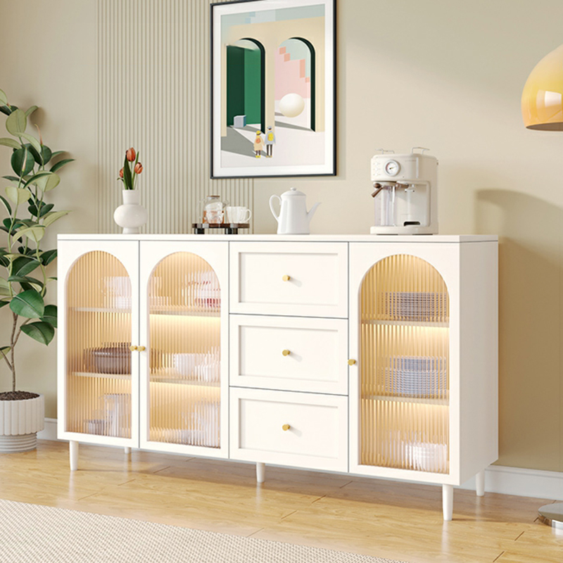 White Modern Sideboard Credenza with Cabinets and Reserve Installation Holes, Full Assembly Required - image 11