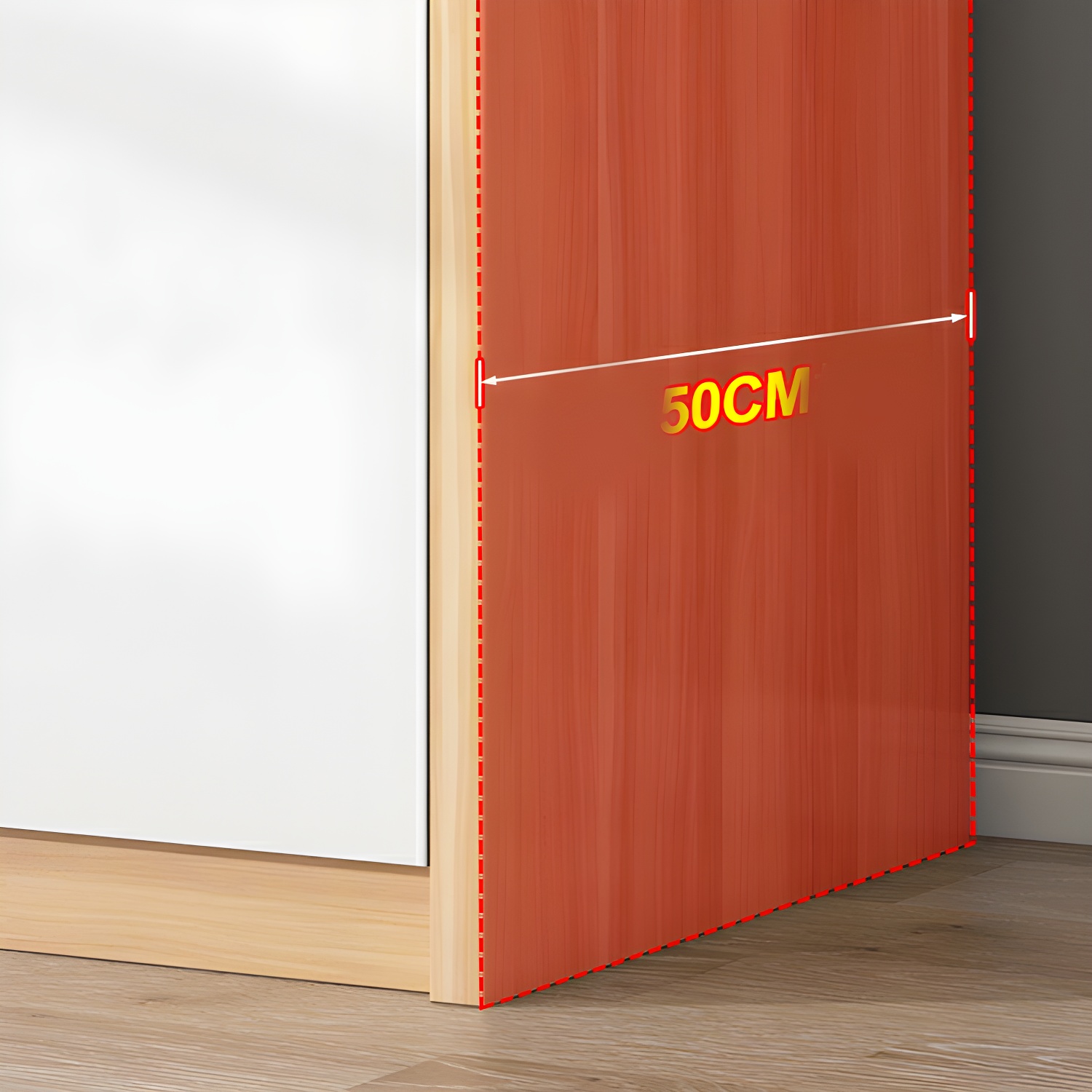 Scandinavian Wood Handle Storage Wardrobe with Metal Clothing Rod and Shelves - image 10