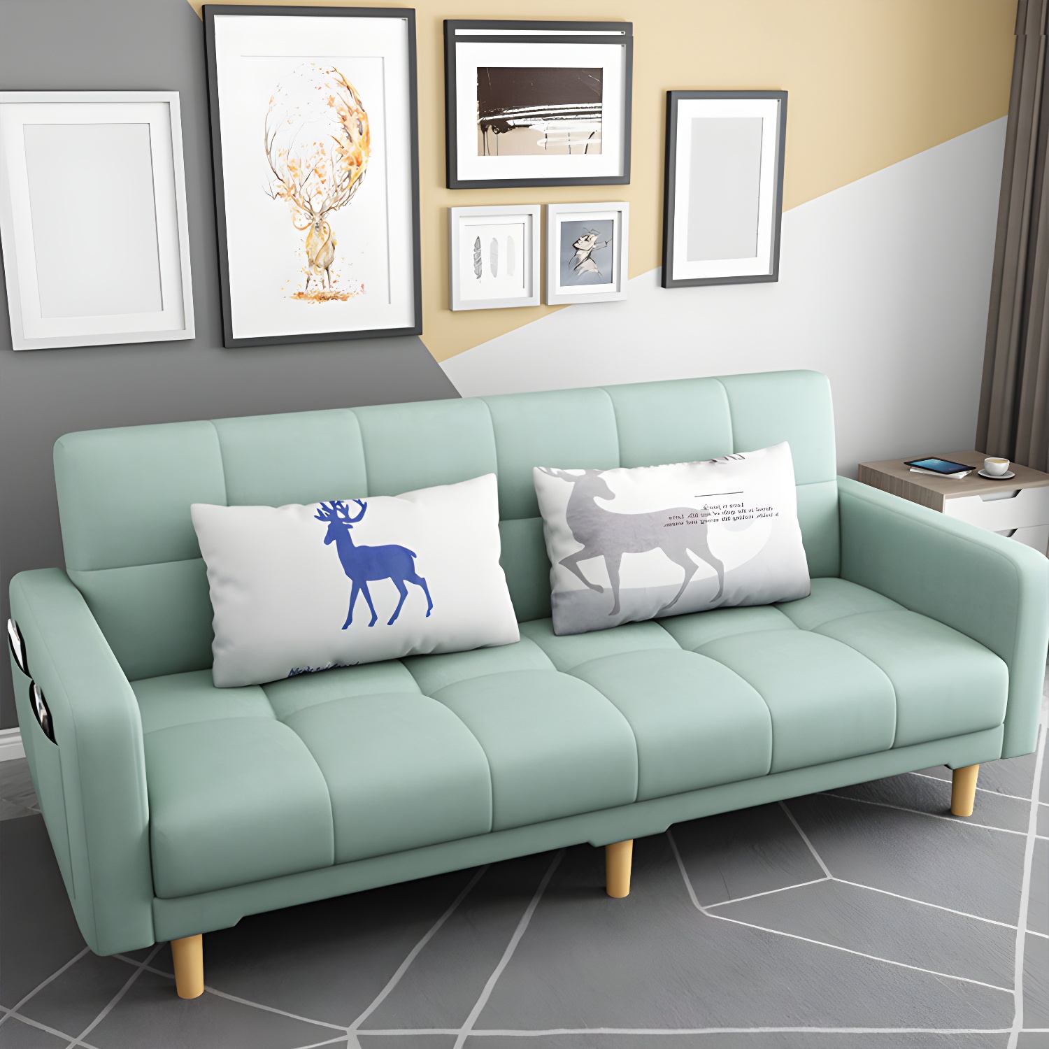 Square Arm Modern Storage Sofa with Biscuit Back Convertible Sofa for Living Room - image 12
