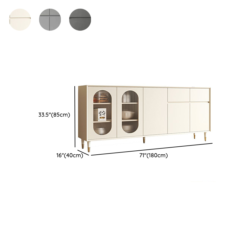 Wood Glam Sideboard Credenza with Glass Doors and Drawers, 40cm Overall Width, 85cm Overall Height - image 20