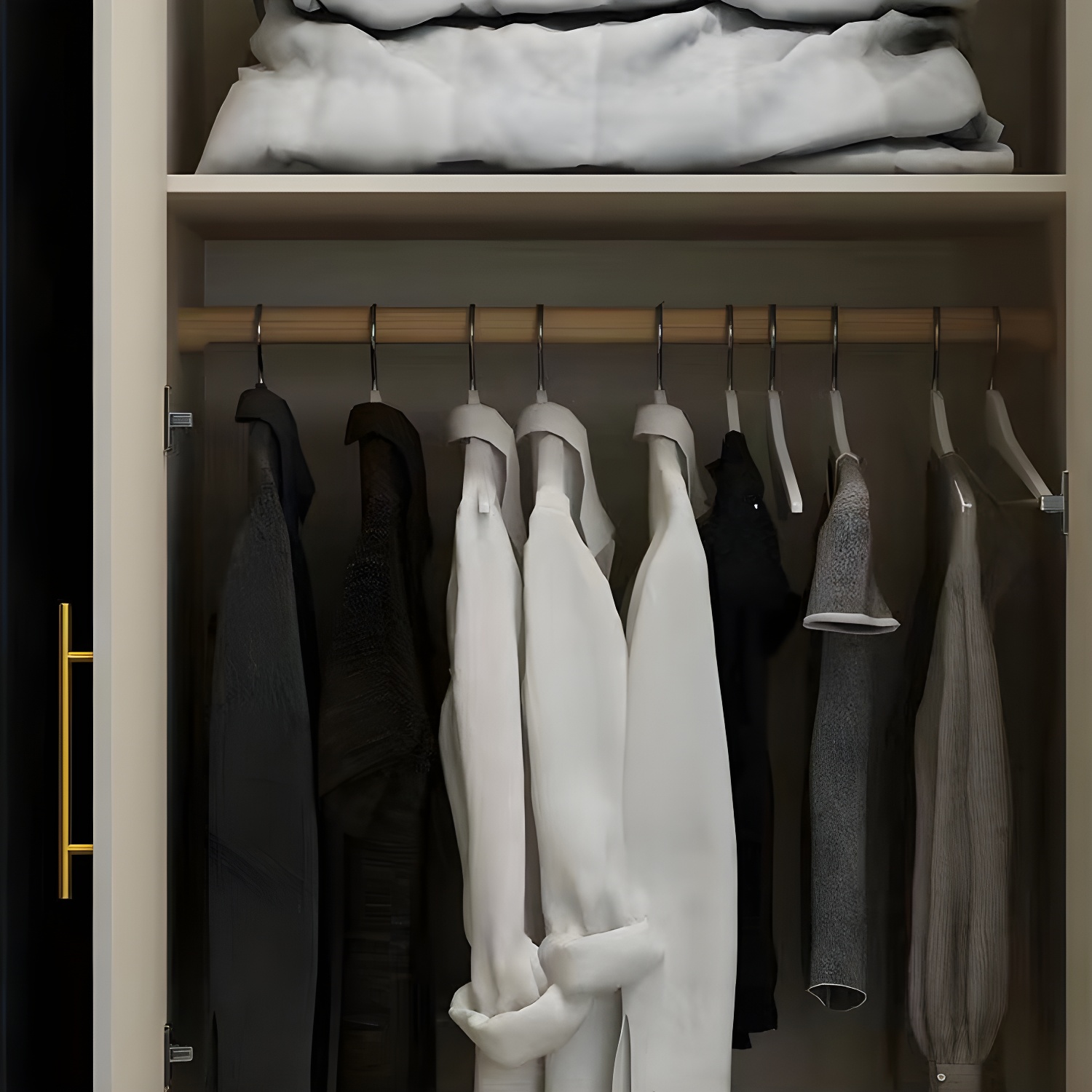 French Country Wardrobe Armoire Engineered Wood Wardrobe with Solid Wood Clothing Rod - image 9