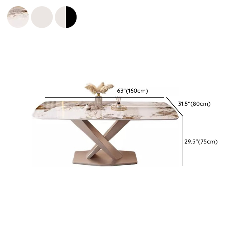Modern Rectangle Slate Dining Table Set with Pedestal Base and Fixed Mechanism - image 10