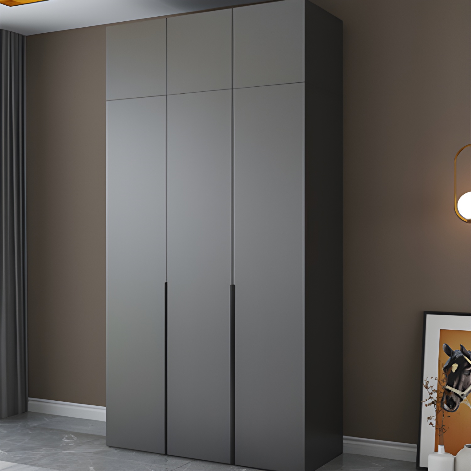 Black Wardrobe Armoire with Garment Rod Wood Wardrobe Closet