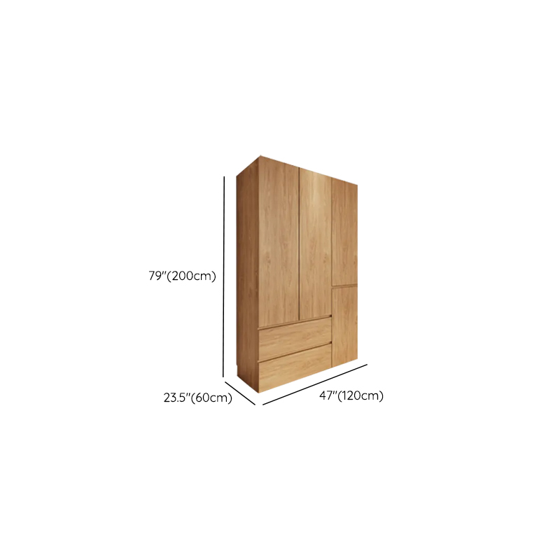 Wood Grain Minimalist Laminate Wardrobe Closet with Soft Close Drawer, Soft Close Door, Interior Shelves, and Clothing Rod - image 13