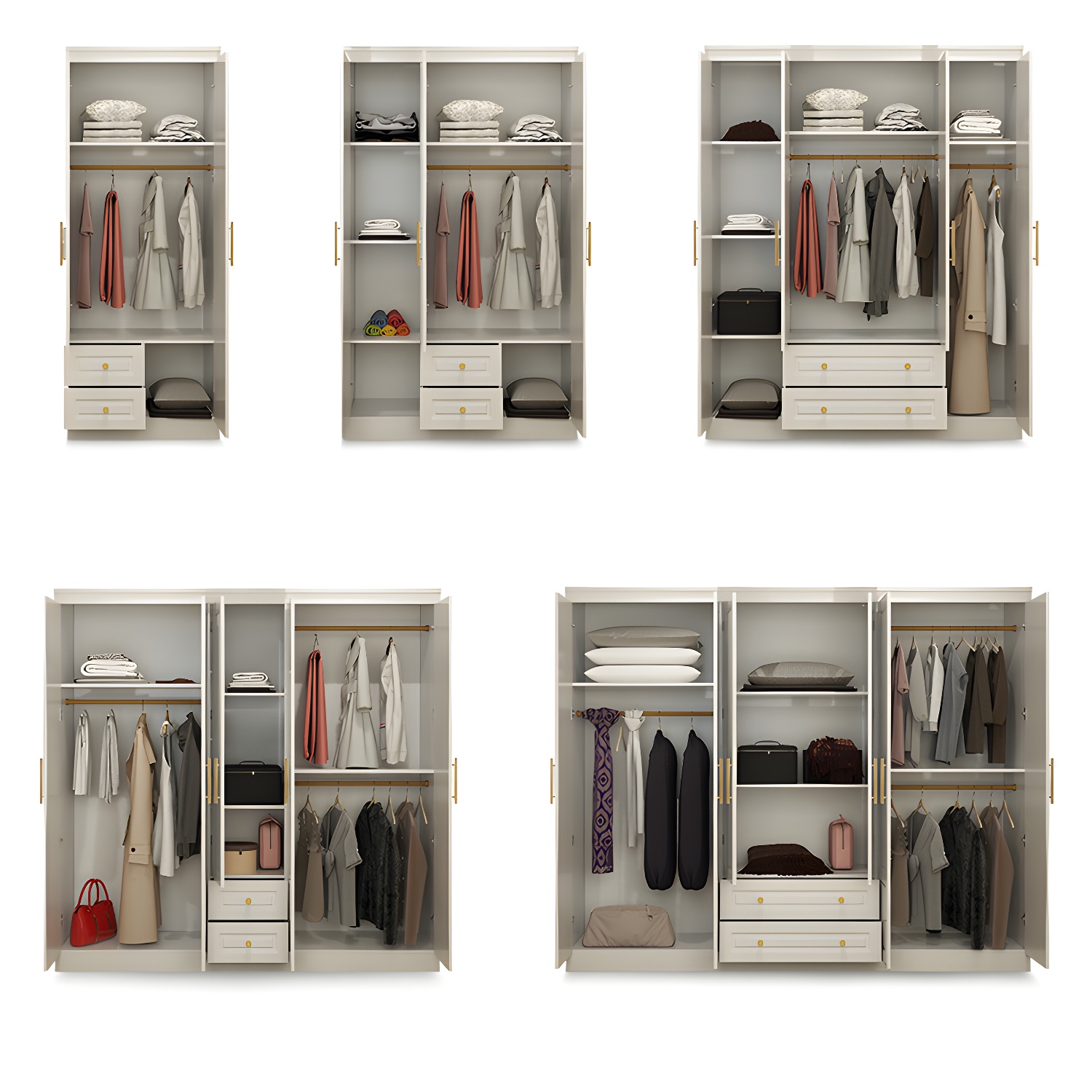 Modern Style Wooden Wardrobe White Colour Soft Close Drawer Wardrobe Closet - image 3