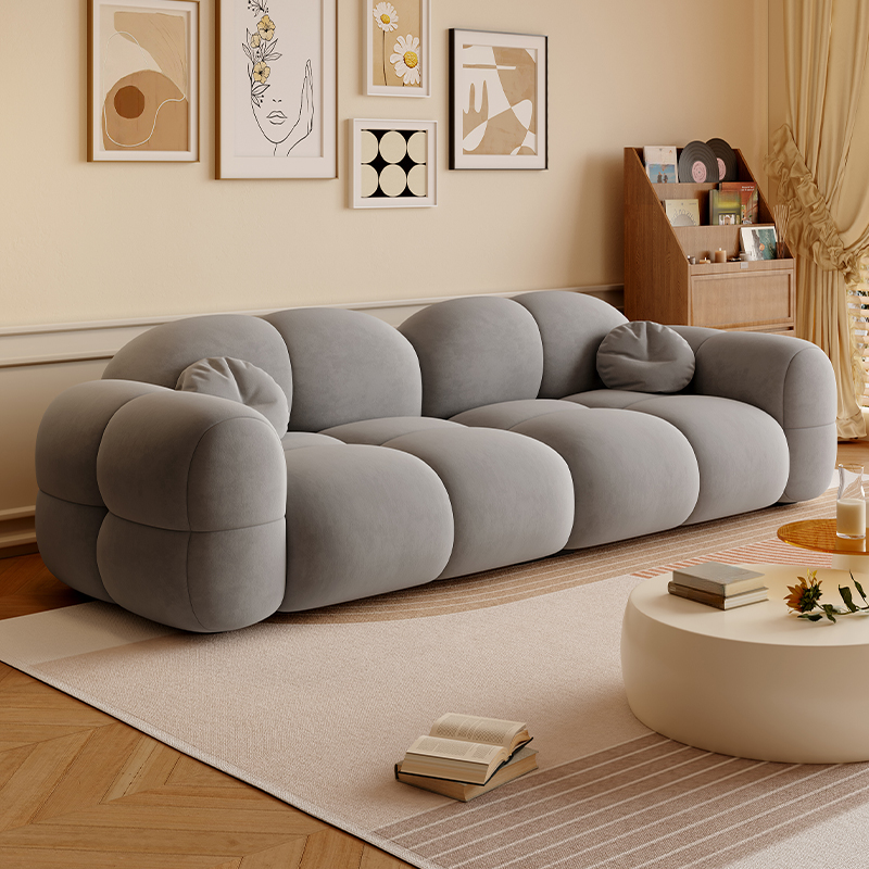 Contemporary Solid Color Tear Resistant Standard Sofa in Gray/Emerald Green/Ivory for 5/for 4/Seats 3 with 2 Pillows
