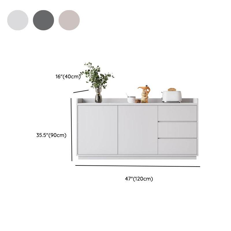 Simple Sideboard with 3 Drawers, Hutch Cabinets, Standard/Narrow/Wide Sizes, 1 Shelf, Sintered Stone Countertop, and 2/3/Single Doors - image 11
