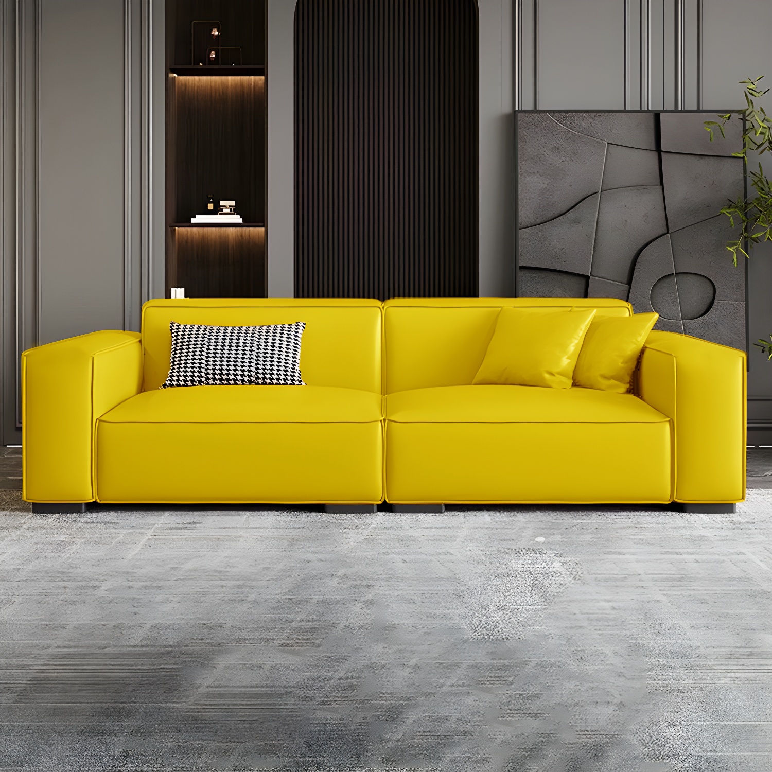 Extra Long Modern Wood Sofa with Stain Resistant Fabric and Seat for 5 People - image 17