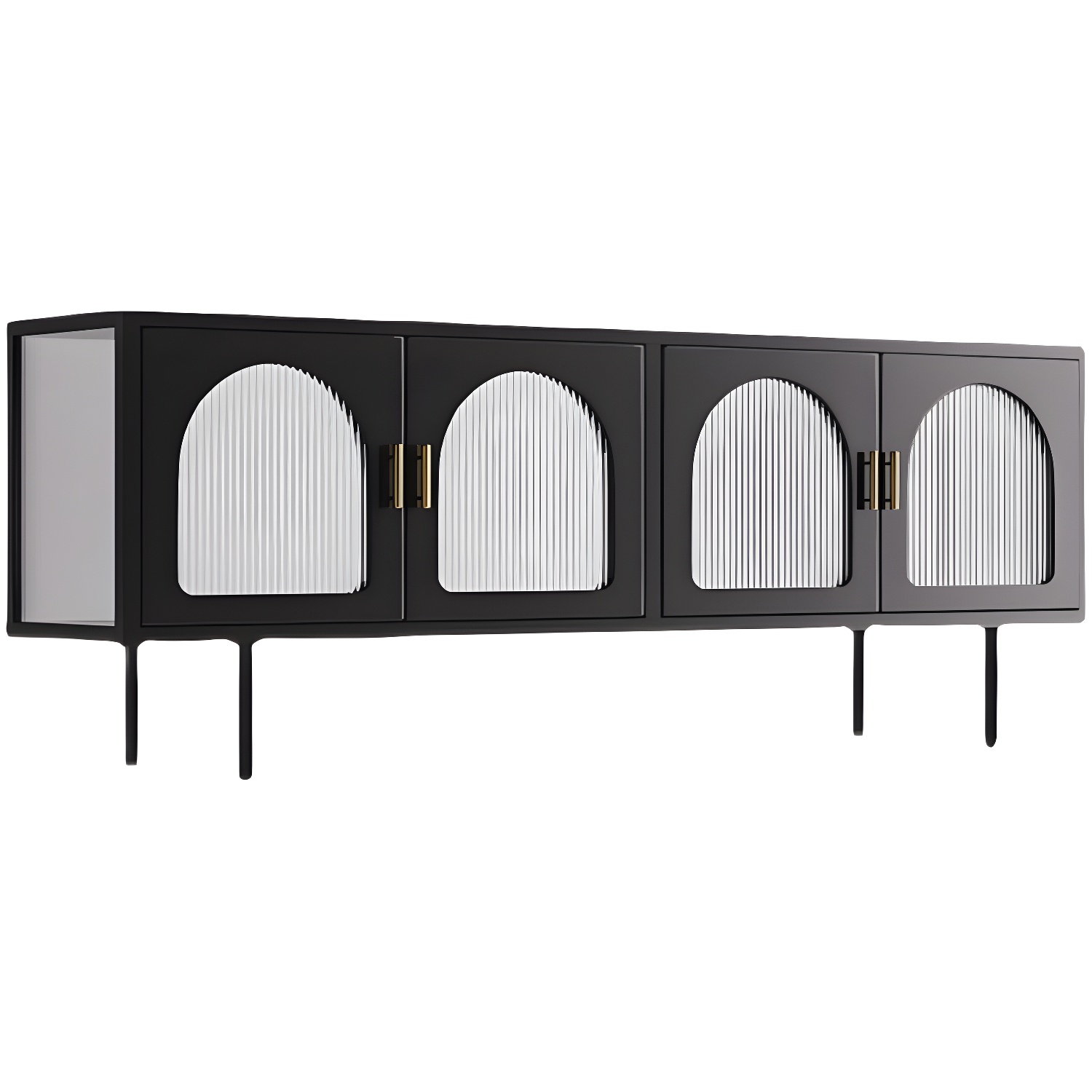 Industrial 4 Doors TV Media Stand Metal and Glass TV Console - image 5