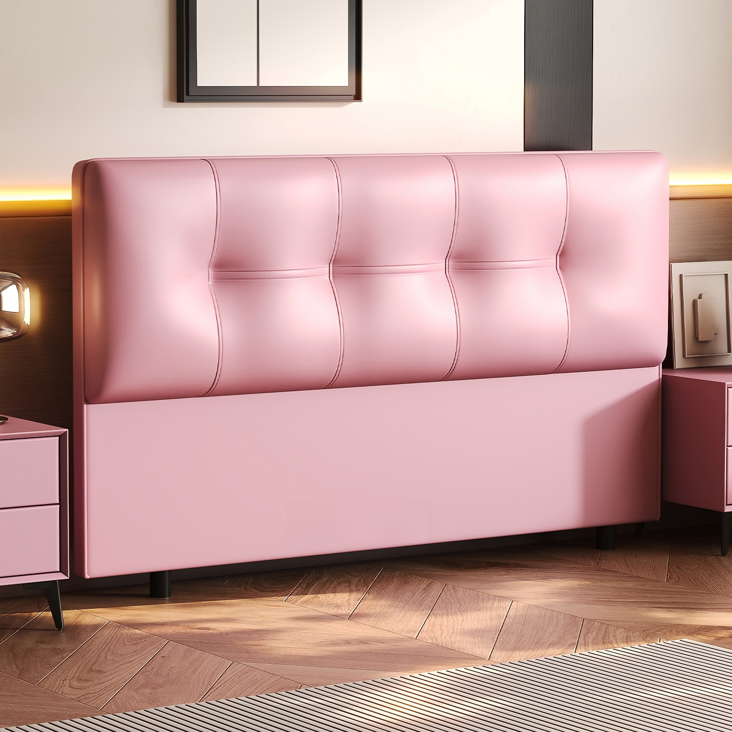 Simplistic Style Panel Headboard with No Distressing, Piled Tufted Rectangular Shape for King/Queen/Full Bed, Featuring Sponge Upholstery and Standard Height - image 8