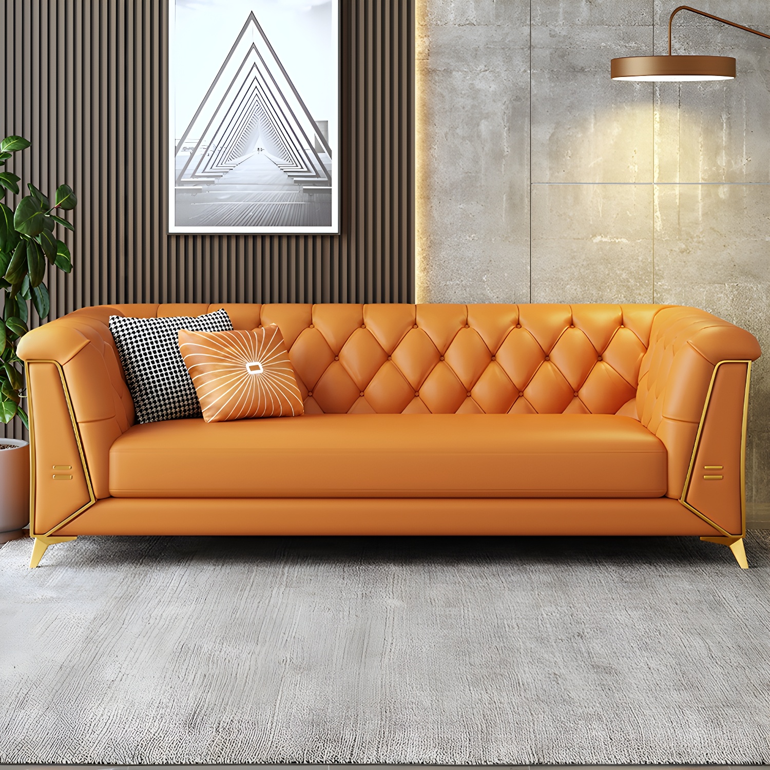 Glam Wood Frame Standard Sofa with Tuxedo Arms in Solid Color - image 7