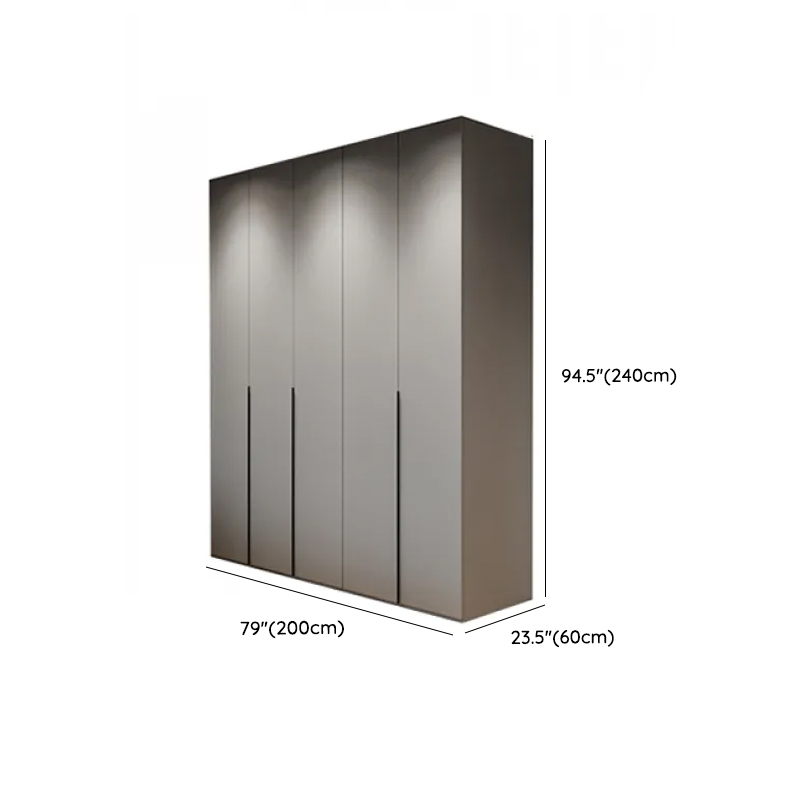 Dove Grey Minimalist Manufactured Wood Wardrobe Closet with Compartments, Soft Close Door, Interior Shelves, and Clothing Rod - image 20