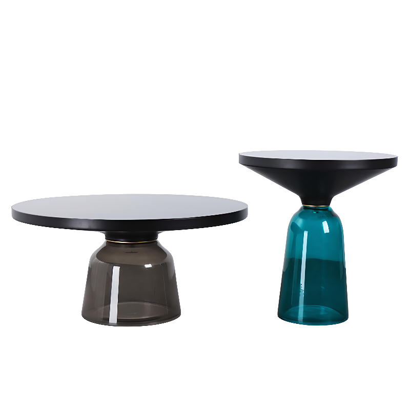 Simplistic Single Side Table with Hardened Glass and Plinth Base, Rounded Top - image 10