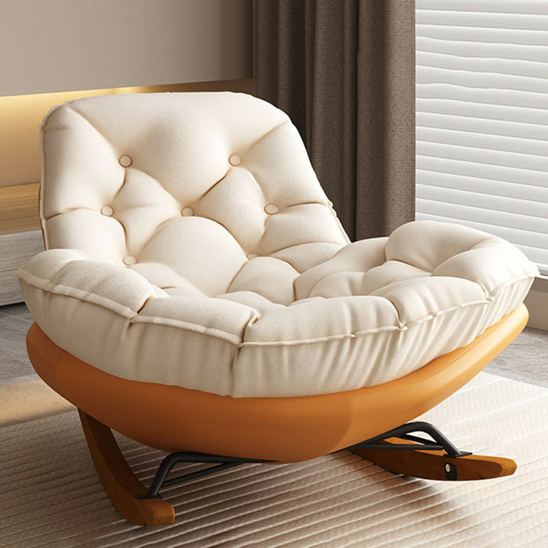 Cotton Upholstered Indoor Rocking Chair with Solid Wood Legs, Compact Design for Small Spaces - image 17
