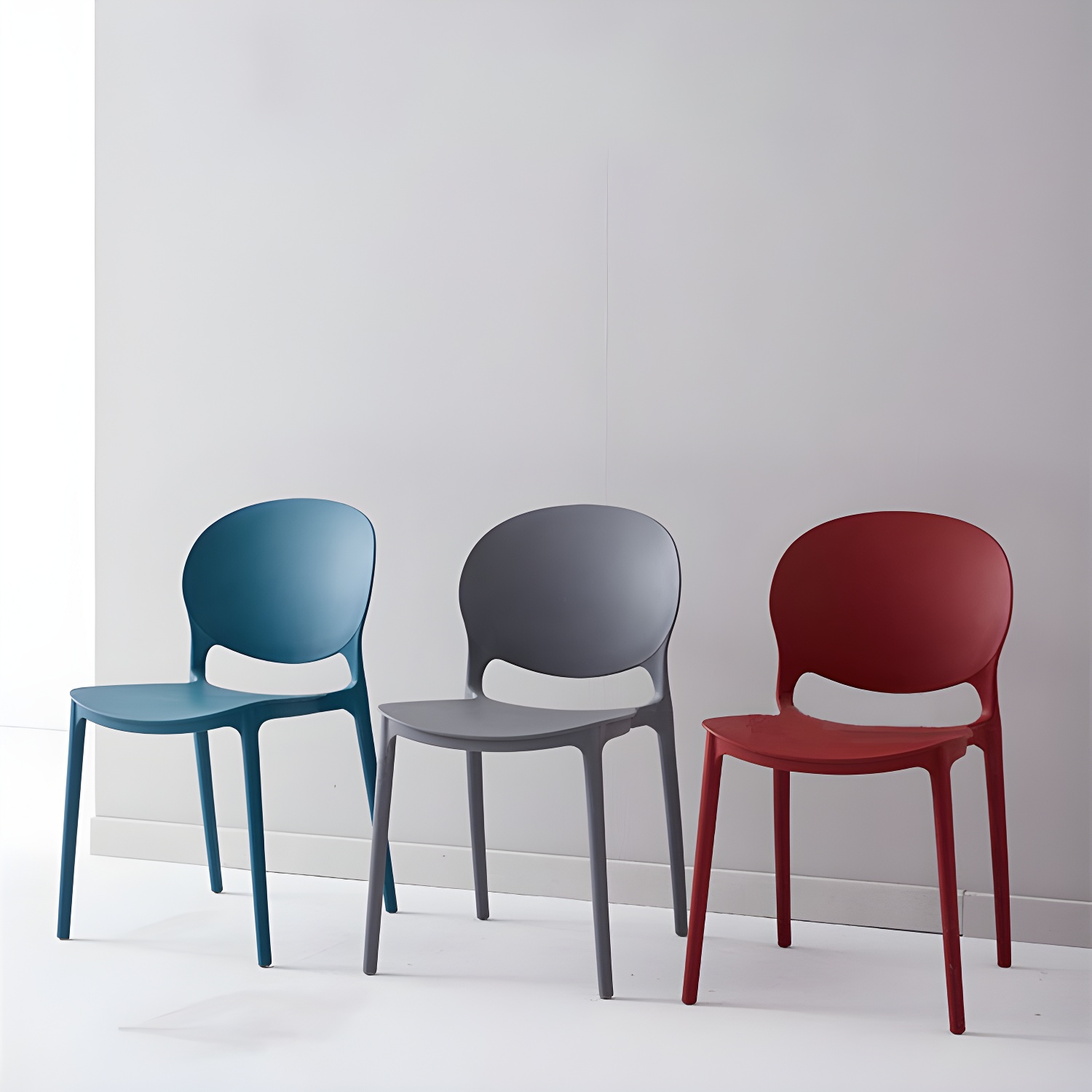 Modern Style Stackable Plastic Chair Open Back Dining Side Chair (Set of 4) - image 14