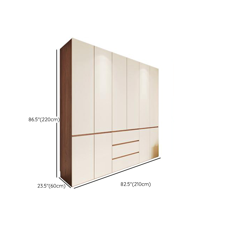 White Minimalist Manufactured Wood Wardrobe Closet with 3-Drawer, Soft Close Door, Interior Shelves, and Clothing Rod - image 14
