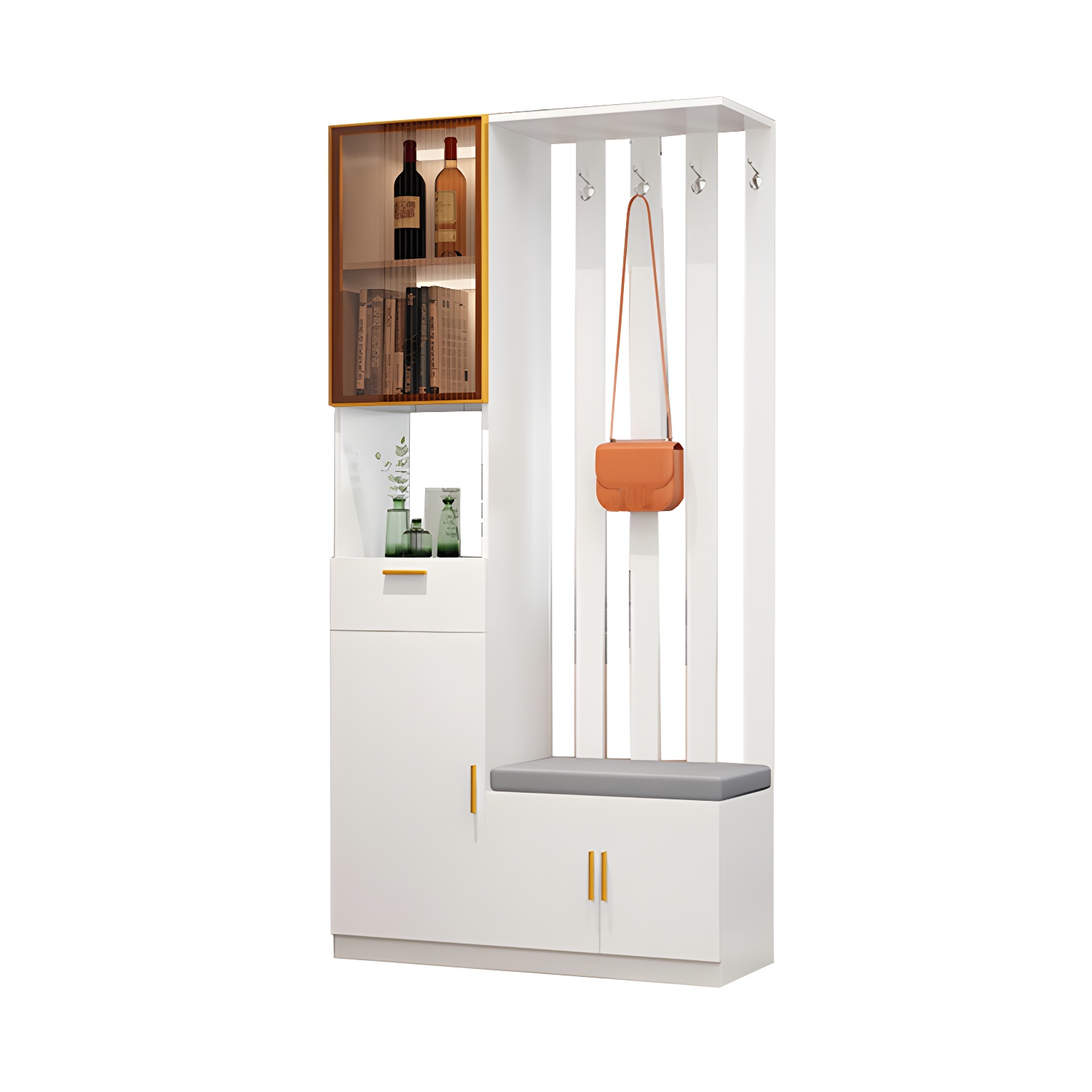 Contemporary 3-door Wooden 11.81" Wide Accent Cabinet with Drawer - image 11