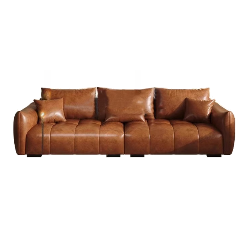Contemporary Cocoa Standard Sofa Stain Resistant Solid Color with 2 Pillows for 5-seater/Seats 4/3-seater - image 5