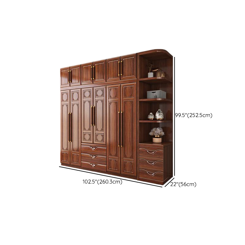 Sepia Modish Wooden Armoire Cabinet with Soft Close Drawer, Soft Close Door, Interior Shelves, and Clothing Rod - image 9
